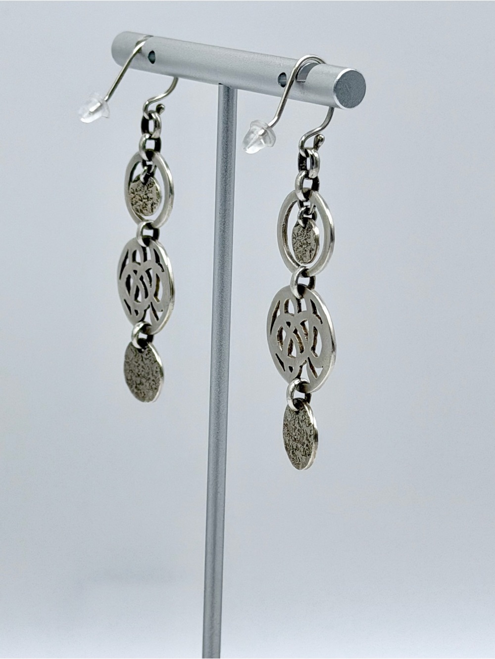 Silpada Hammered Sterling 3-Tiered Discs & Circles Celtic Design Wire Earrings - Picture 3 of 13